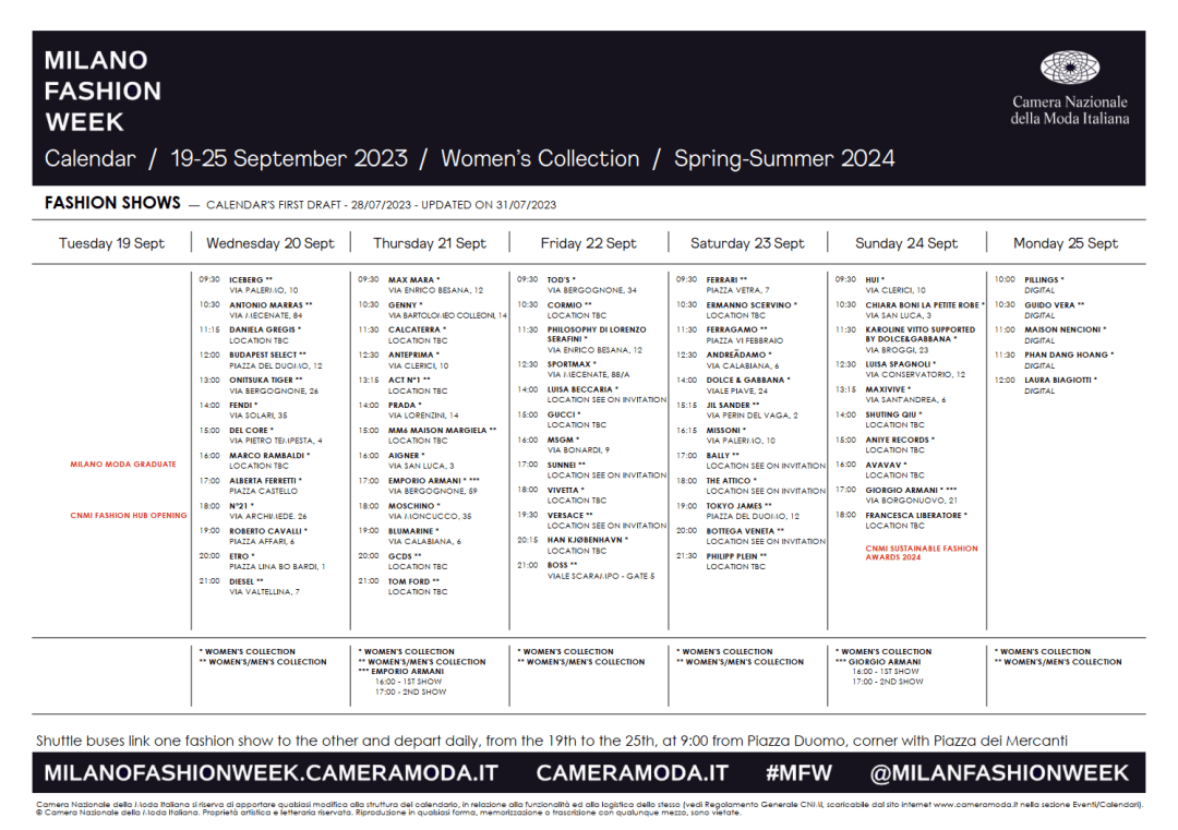 米兰时装周日程表_米兰时装周_米兰时装周地点/